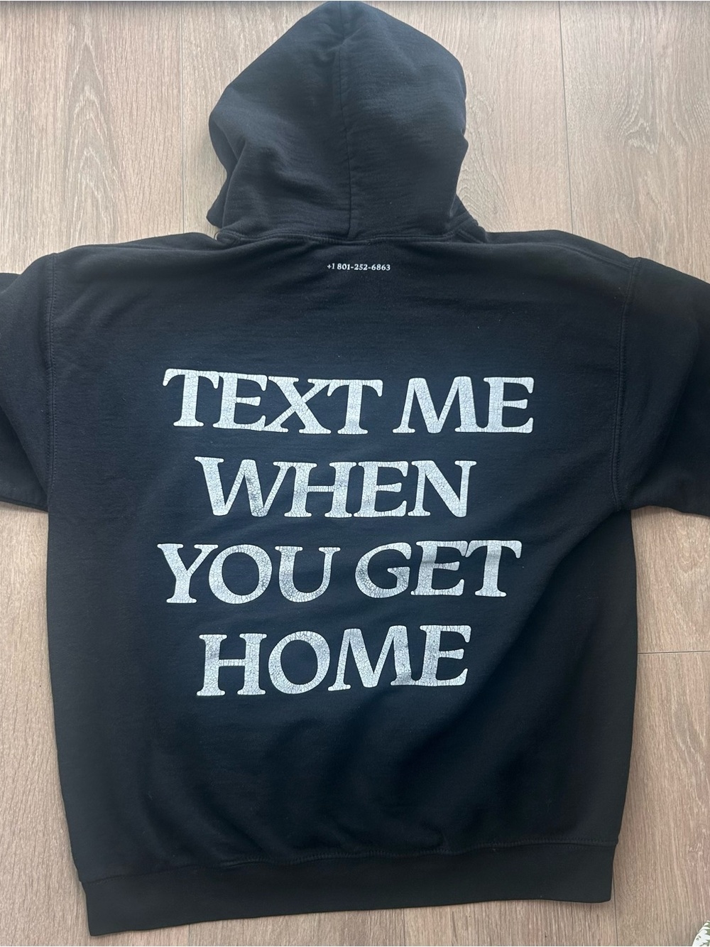 Lonely Ghost Black Graphic Hoodie 'TEXT ME WHEN YOU GET HOME'